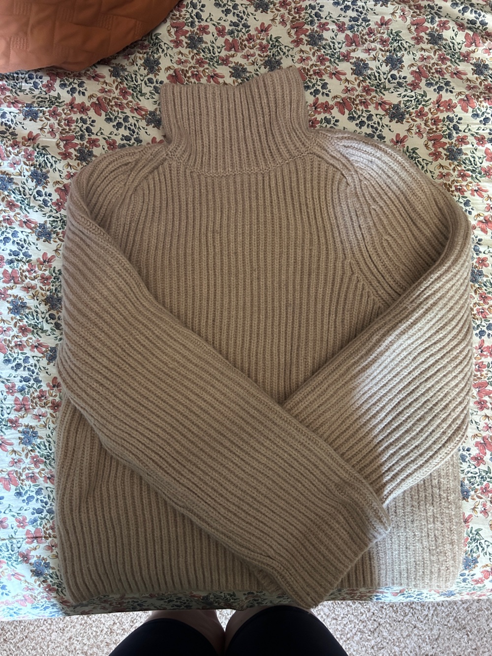 Ann Taylor Ribbed Turtleneck Sweater - Taupe